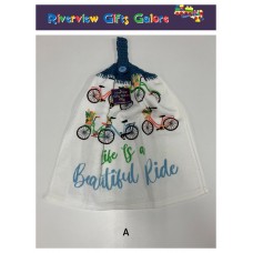 Crochet Top Hand Towel / Tea Towel - Life is a Beautiful Ride